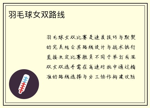 羽毛球女双路线